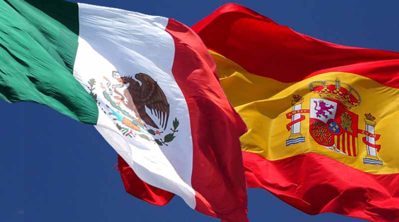 Banderas de México y España.