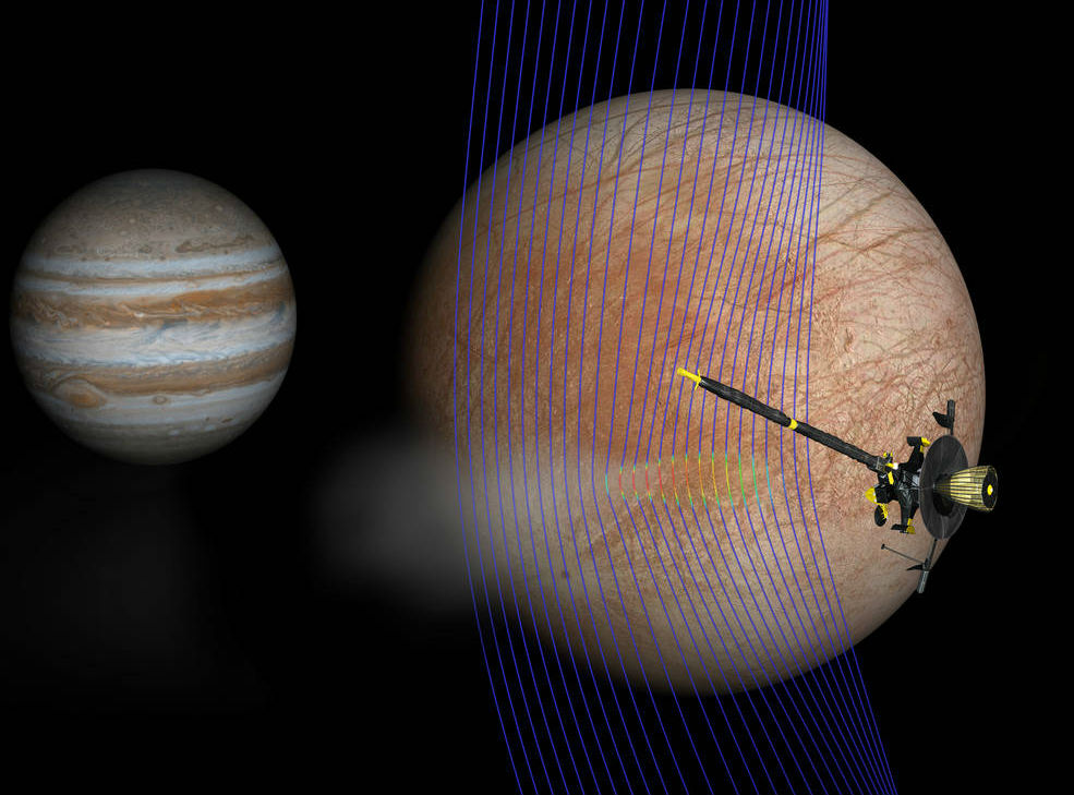 Júpiter y su luna, Europa, con la sonda 'Galileo' de la NASA. (NASA / JPL-Caltech / Univ. de Michigan)