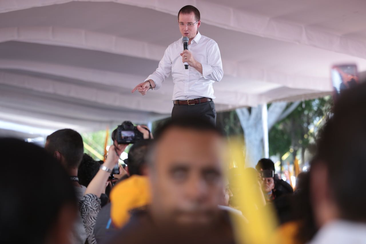 Ricardo Anaya durante un mitin en Coyoacán. (Nelly Salas)