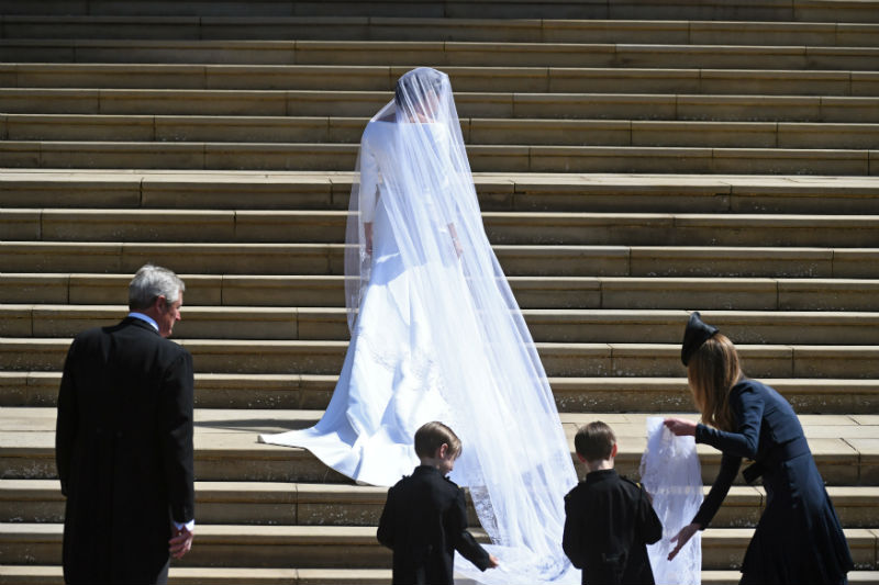 Meghan Markle a su llegada a la capilla de St. George.