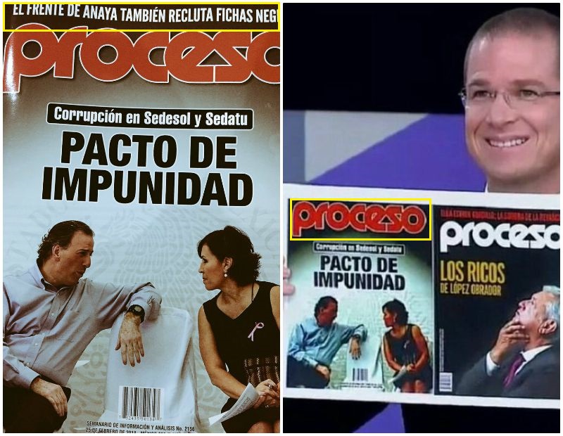Comparativo de la portada original de la revista y la imagen que mostró Anaya. (Especial)