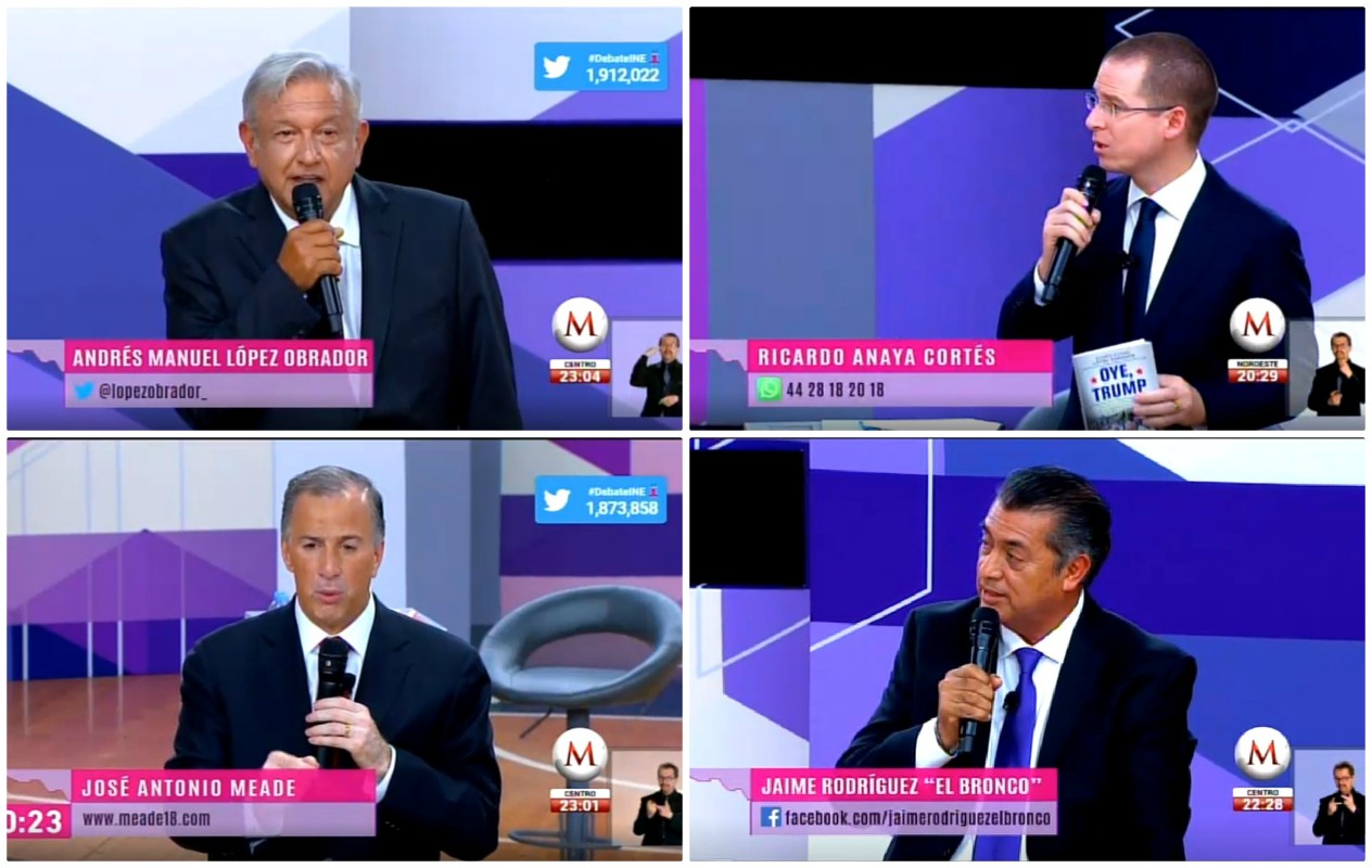 Los candidatos presidenciales durante el debate. (Foto: Especial)