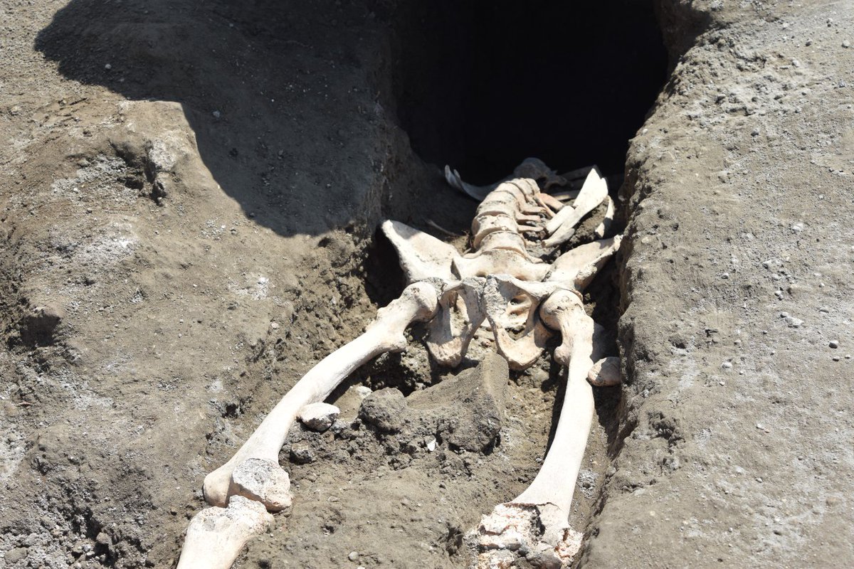 Los análisis del esqueleto revelaron que tenía problemas motores en las pantorrilas. (Twitter / Pompeii Sites)