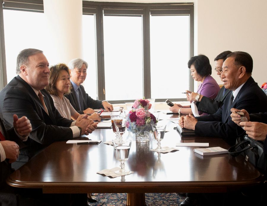 Mike Pompeo y Kim Yong-chol se reunieron durante dos días consecutivos en Nueva York. (AFP)