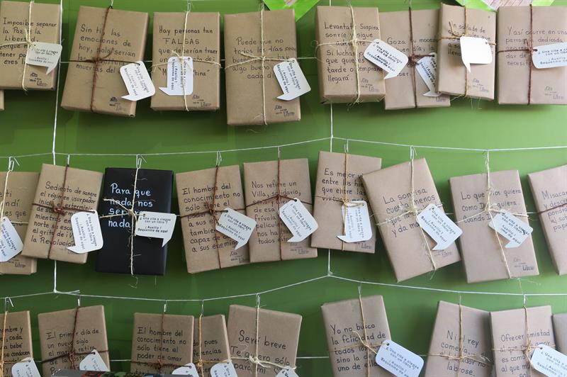 Así lucen los libros ocultos a los ojos de los lectores en Tijuana (Foto: EFE)
