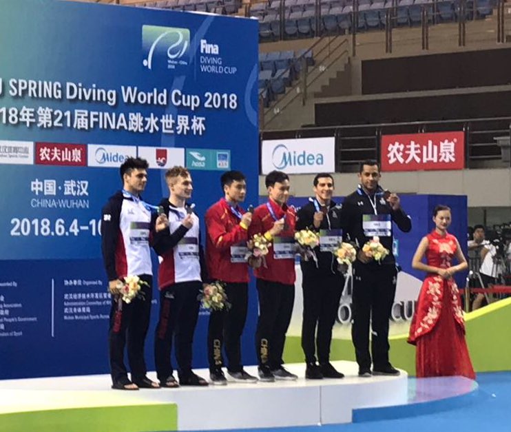 Jahir Ocampo y Rommel Pacheco logran podio en Copa del Mundo de Clavados (Twitter @Rommel_Pacheco)