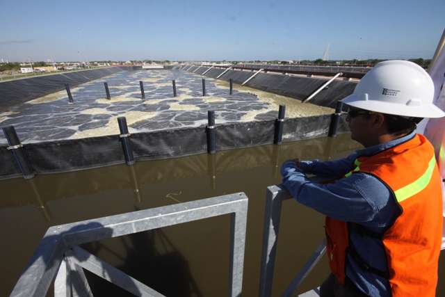 Planta tratadora de aguas residuales.