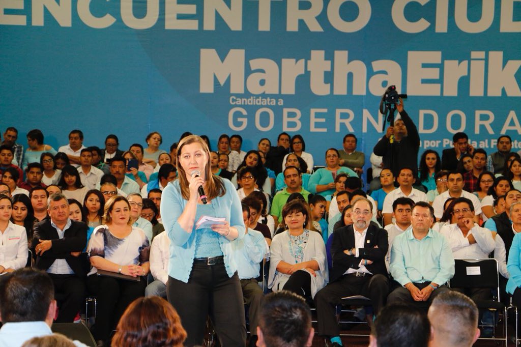 Aseguran dirigente de Nueva Alianza que el voto de sus militantes será para Martha Erika en Puebla. (Twitter @puenuevaalianza)