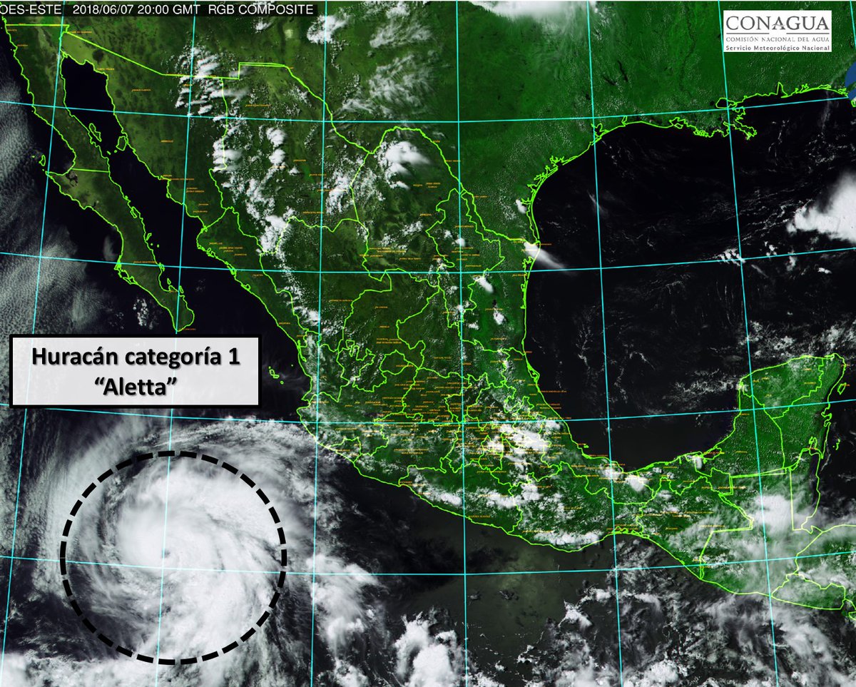 Se espera que Aletta se degrade a tormenta tropical. (Especial)