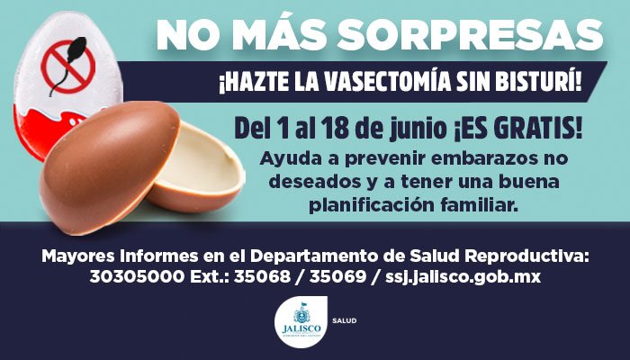 La Secretaría de Salud de Jalisco lanzó una campaña para promover la vasectomía. (Tomada de Facebook)
