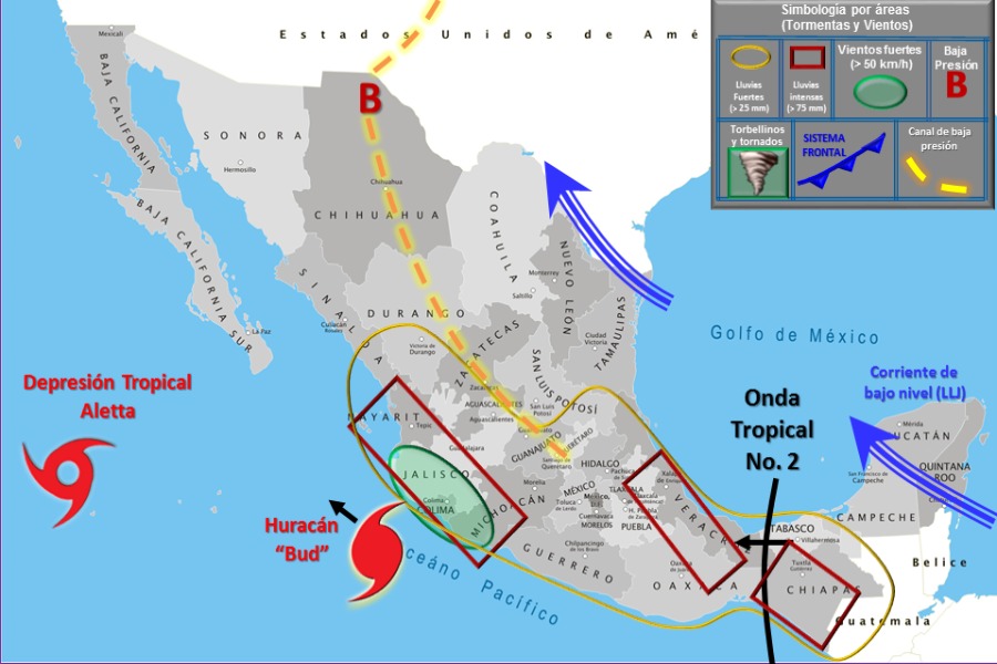 El huracán 'Bud' subió a categoría 3 frente a costas de Manzanillo, Colima.