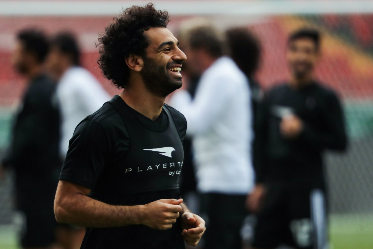Mohamed Salah tuvo participación en el entrenamiento de la selección de Egipto (AFP)