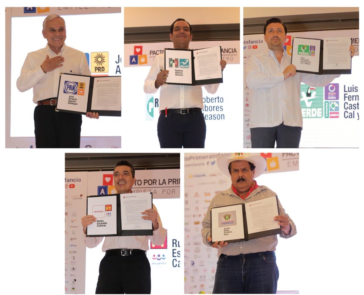 Todos los candidatos a la gubernatura de Chiapas firmaron el pacto. (Especial)