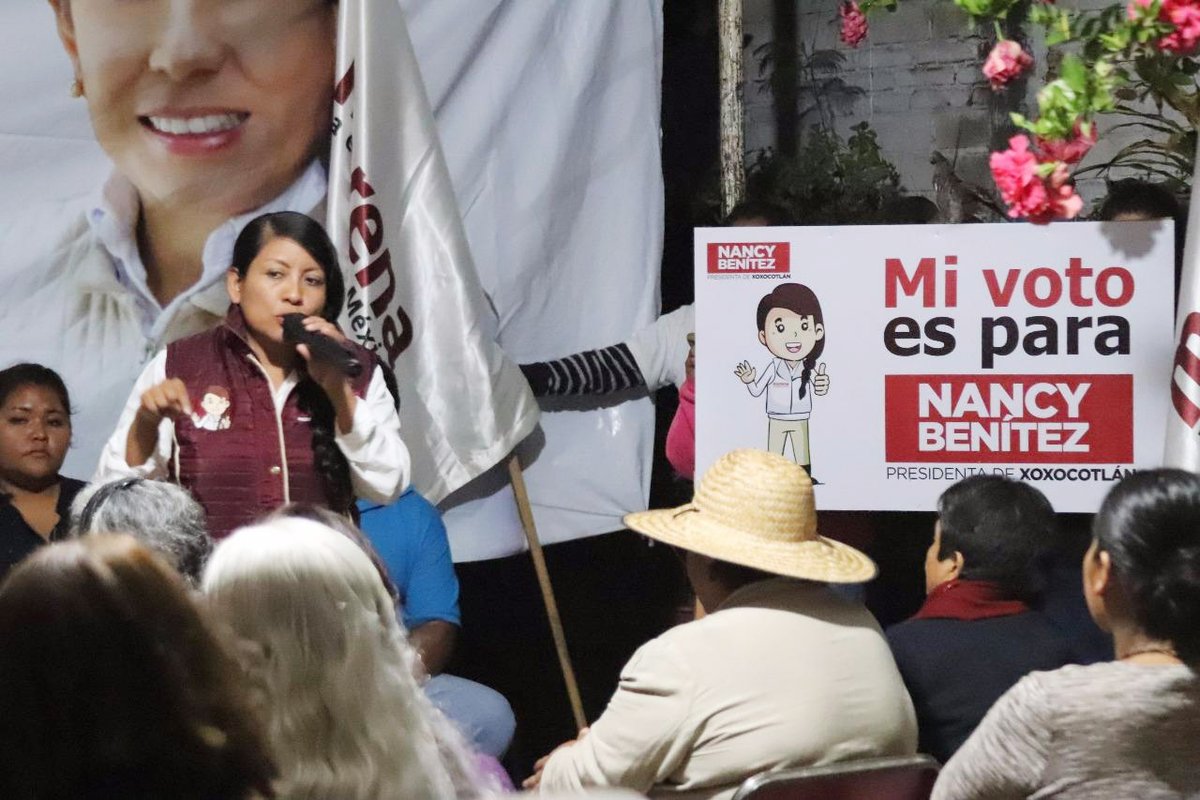 La candidata de Morena a la presidencia municipal de Xoxocotlán, Nancy Benpitez. (Tomada de @NancyNBenitez)