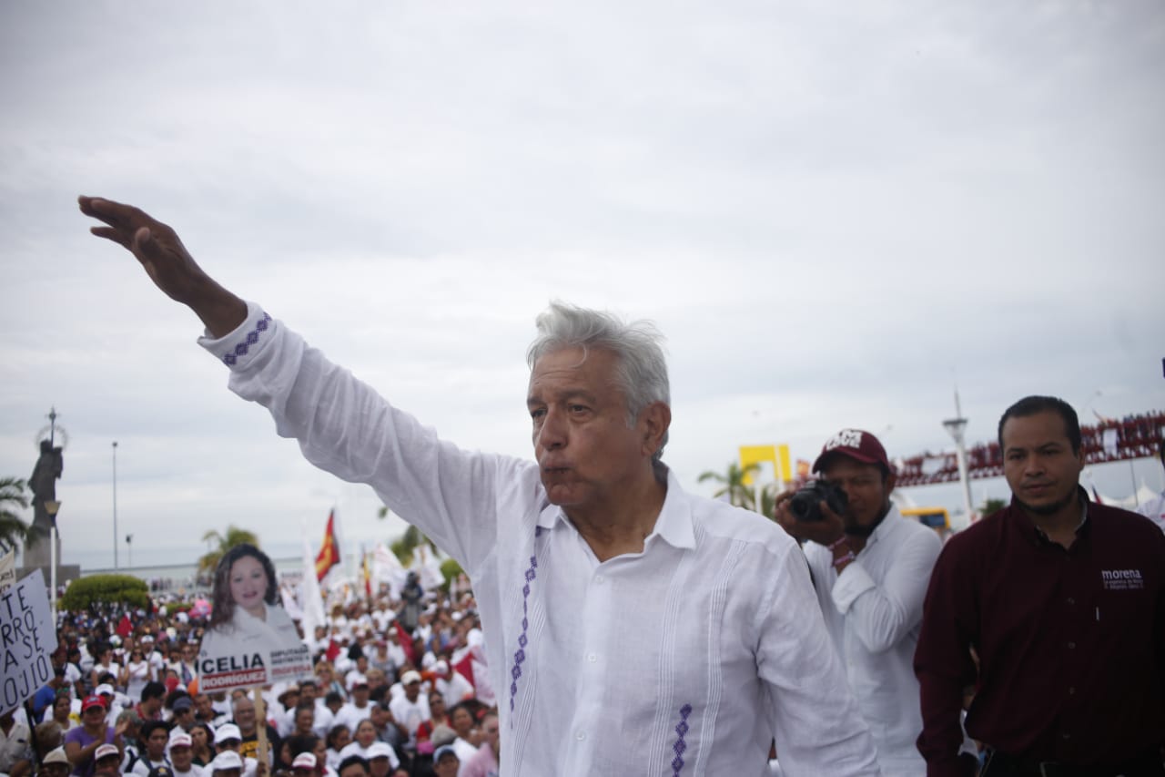 Andrés Manuel López Obrador durante su acto de campaña en Ciudad del Carmen, Campeche/Ariana Pérez