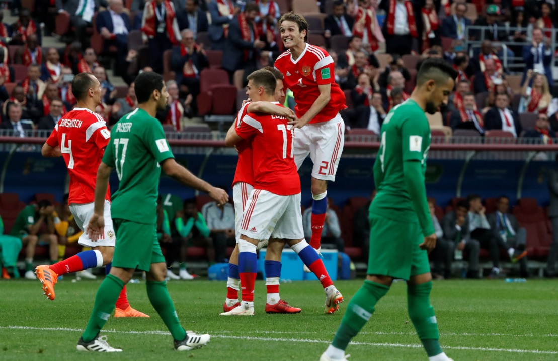 Rusia vence 5-0  a Arabia Saudita en el primer partido del Mundial de Rusia 2018 (Reuters)