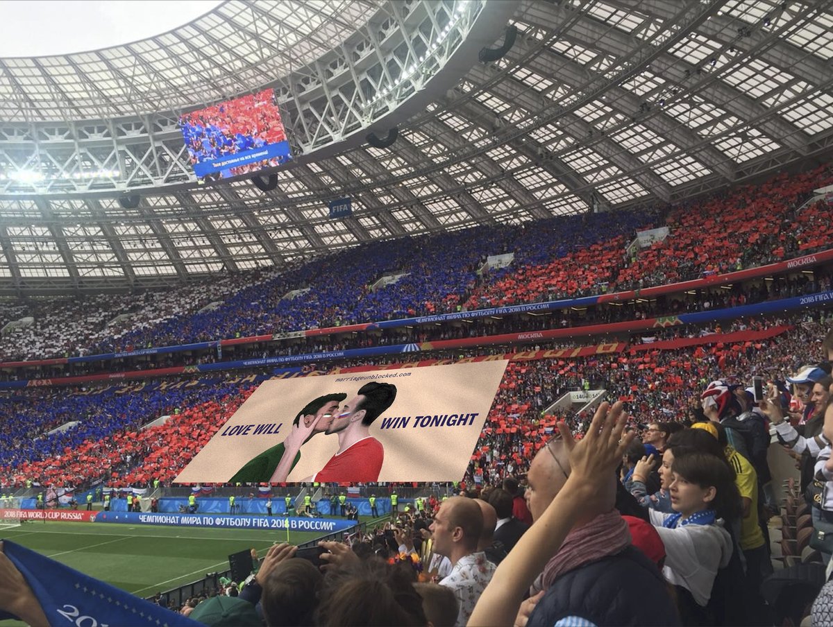 Lanzan mensaje LGBT oculto en el Rusia vs. Arabia Saudita (Twitter @bjornborg)