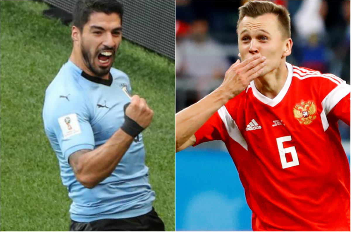 Luis Suárez  y  Denis Cheryshev (Reuters)
