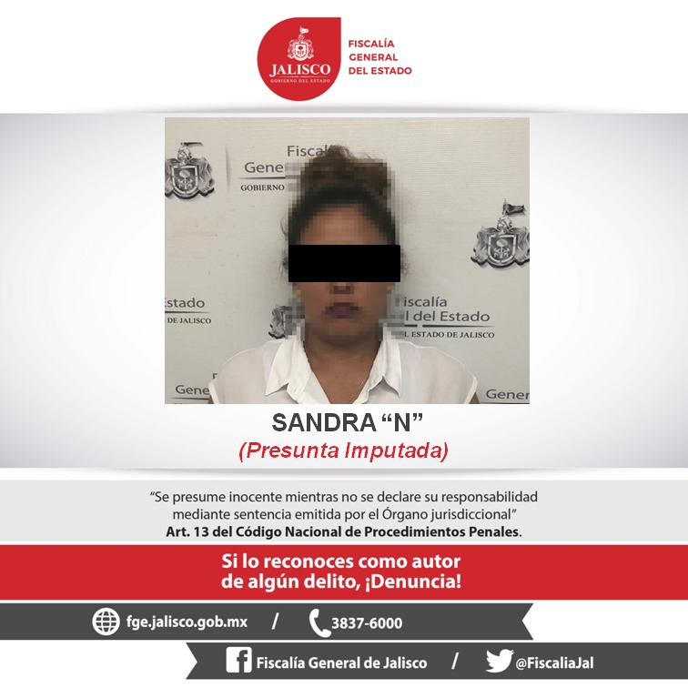 Sandra “N” es acusada de los delitos de secuestro y delincuencia organizada. (Cortesía)