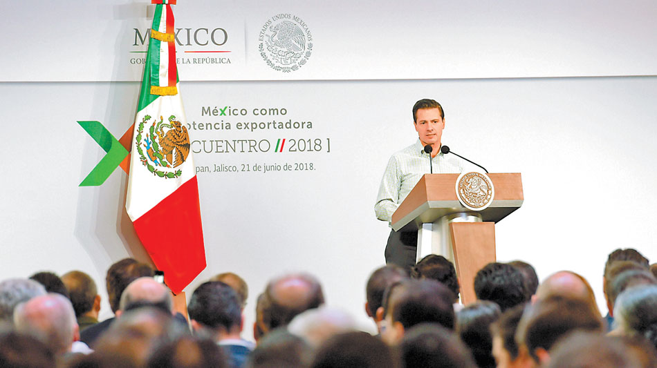 El Presidente inauguró el acto “México, potencia exportadora”, en Zapopan, Jalisco.  (Especial)