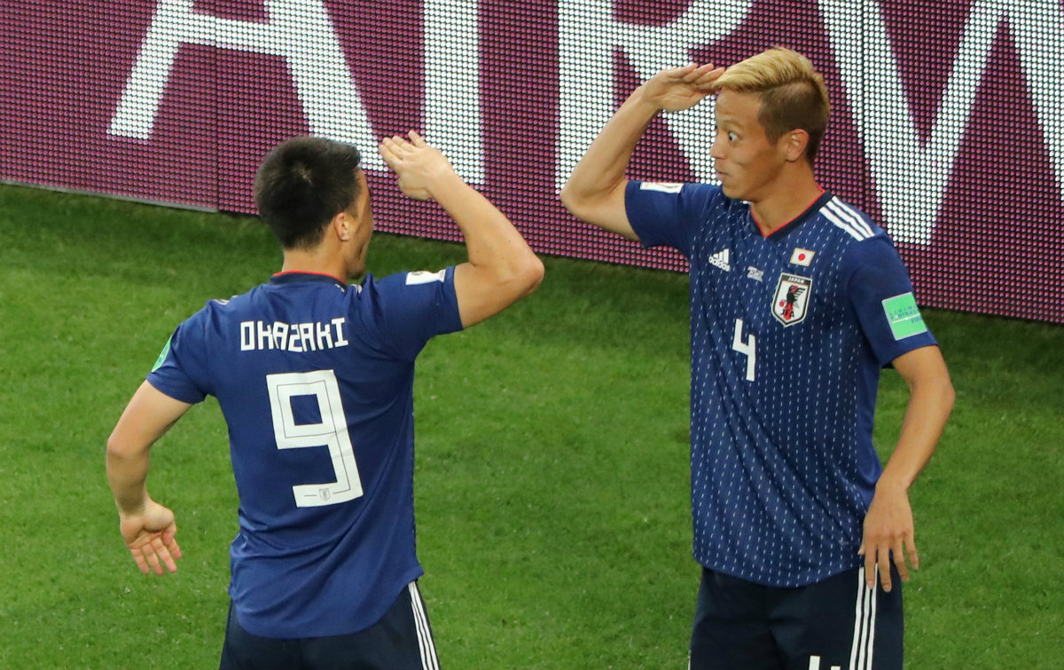Honda en festejo de gol (Reuters)