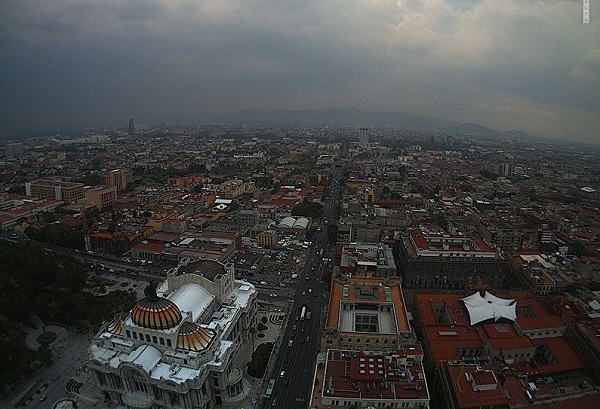 Bellas Artes vista desde la Torre Latino. (Twitter: @webcamsdemexico)