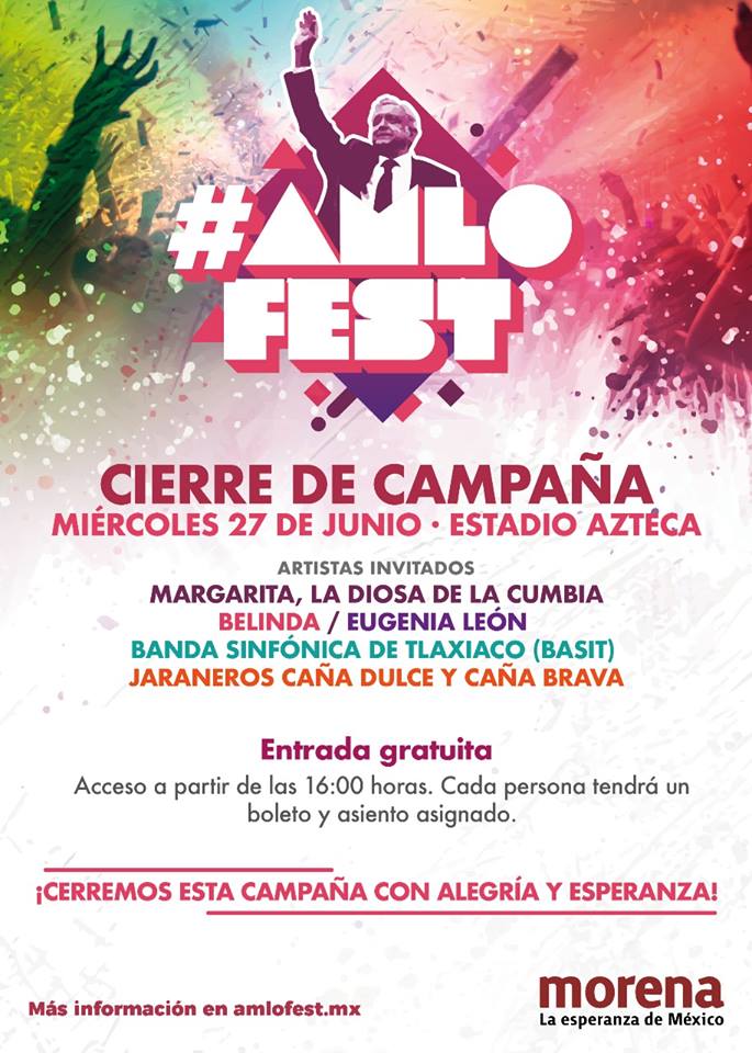 Este es el cartel completo del #AMLOFEST (Facebook Tatiana Clouthier).