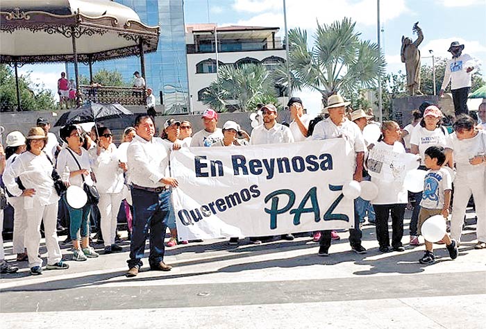 Habitantes de Reynosa realizaron una marcha por la paz.