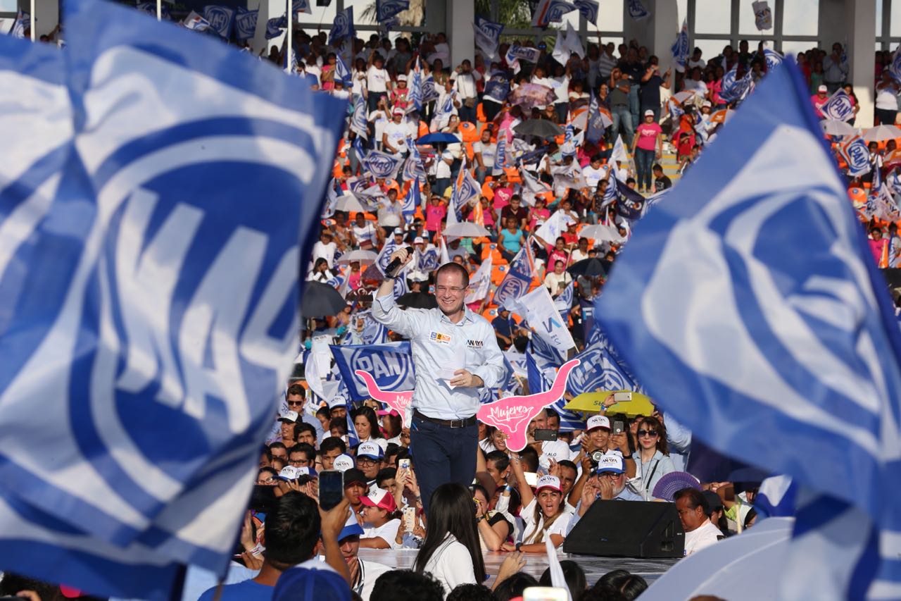 Ricardo Anaya durante su mitin en el estadio MArte R. Gómez/Nelly Salas