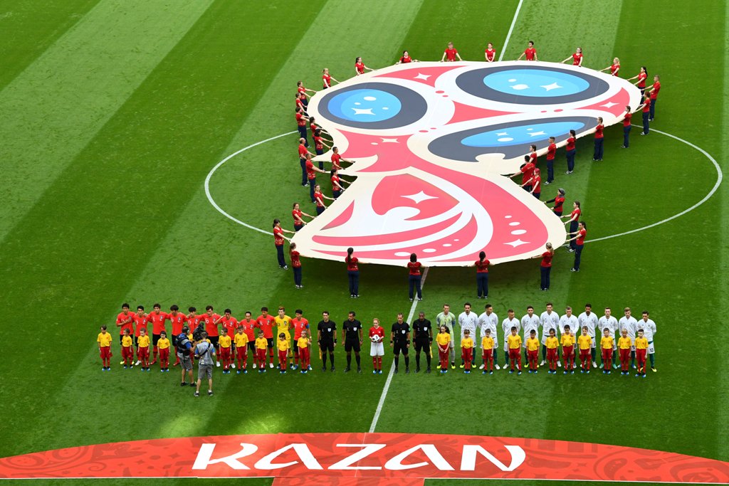 Momento de la ceremonia de los himnos en el Corea del Sur vs. Alemania (Reuters)