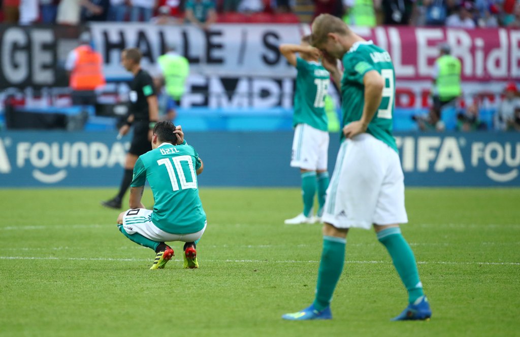 El conjunto Alemán después de la derrota ante Corea del Sur. (Reuters)