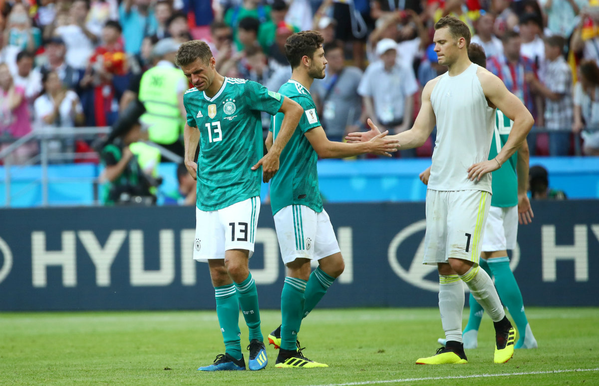 Jugadores de Alemania en lamento tras derrota ante Corea del Sur (Reuters)