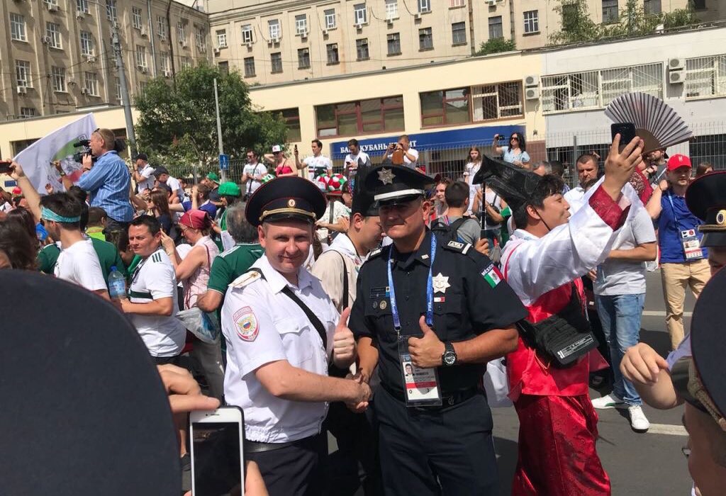 Elementos de la Policía Federal brindan atención a los aficionados mexicanos en Rusia 2018 (Especial).
