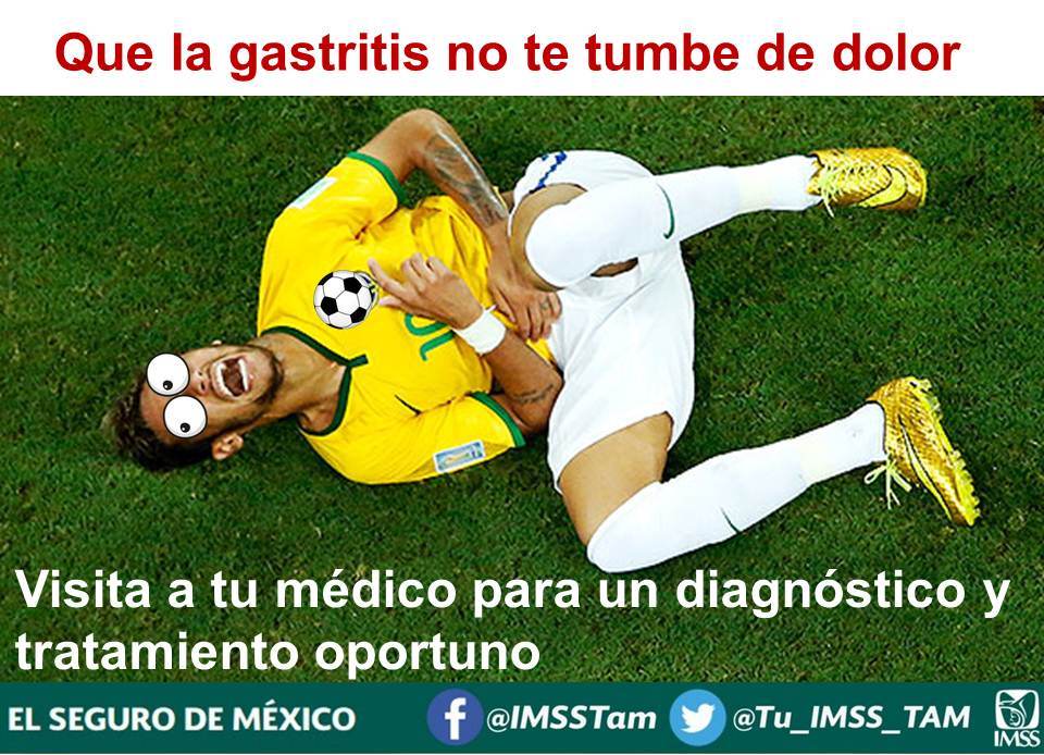 El IMSS utilizó la imagen de Neymar para llamar a tratar la gastritis. (Tomada de @Tu_IMSS-TAM)