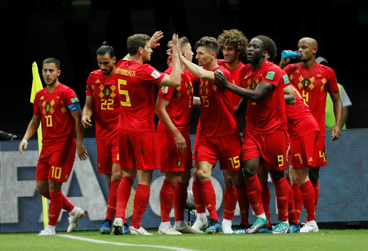 La celebración de Bélgica tras el golazo de Kevin de Bruyne (Reuters)