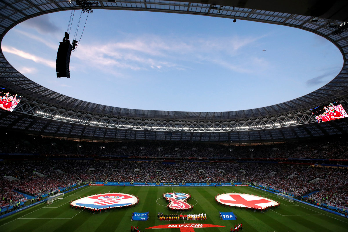 La ceremonia protocolaria de los himnos de Croacia e Inglaterra (Reuters)