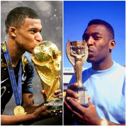Kylian Mbappé y Pelé son los dos futbolistas que han anotado gol en una final del Mundial a corta edad. (Foto: Twitter)
