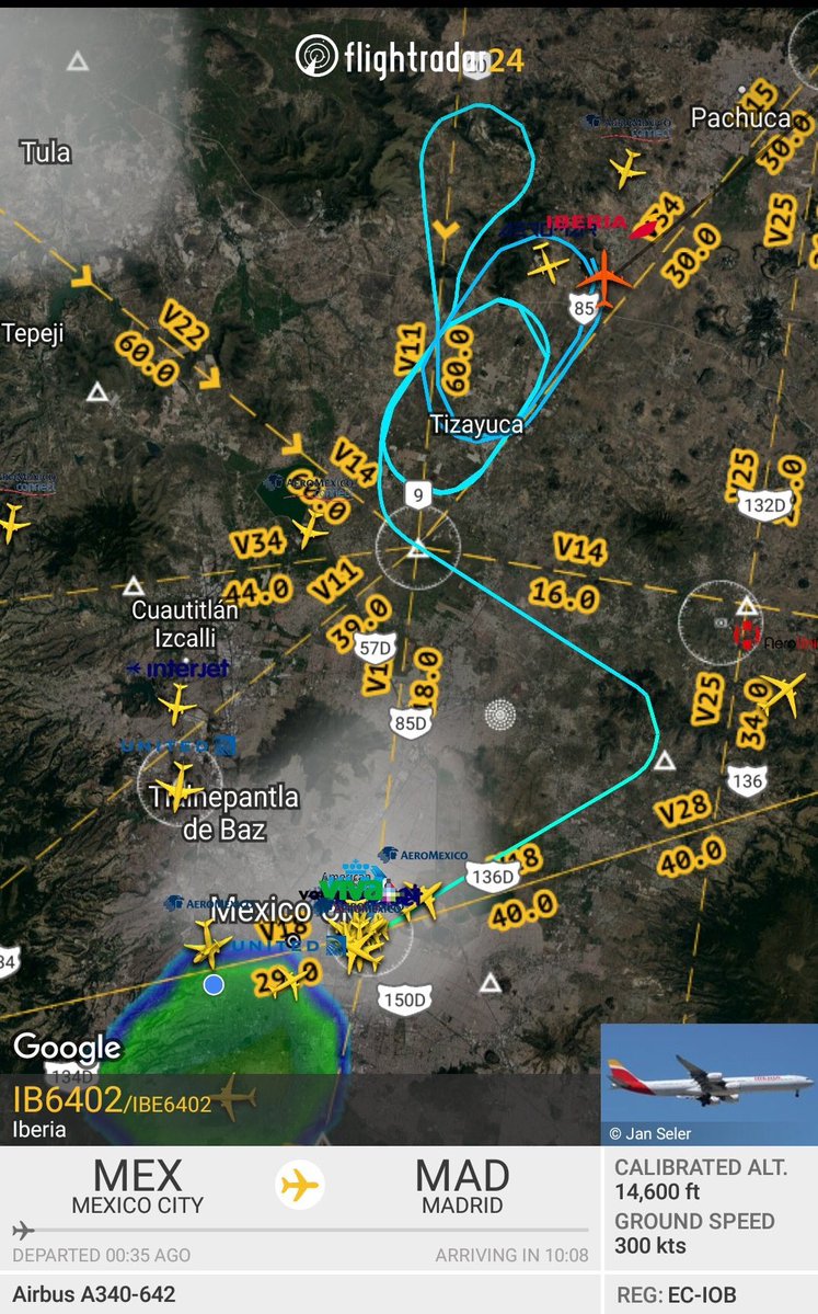 Ruta del avión.