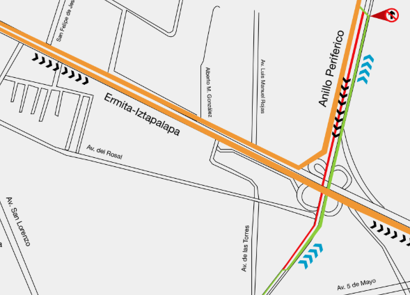 El cruce de Periférico con Ermita Iztapalapa estará cerrado a apartir de hoy a las 23:00 horas. (Especial)