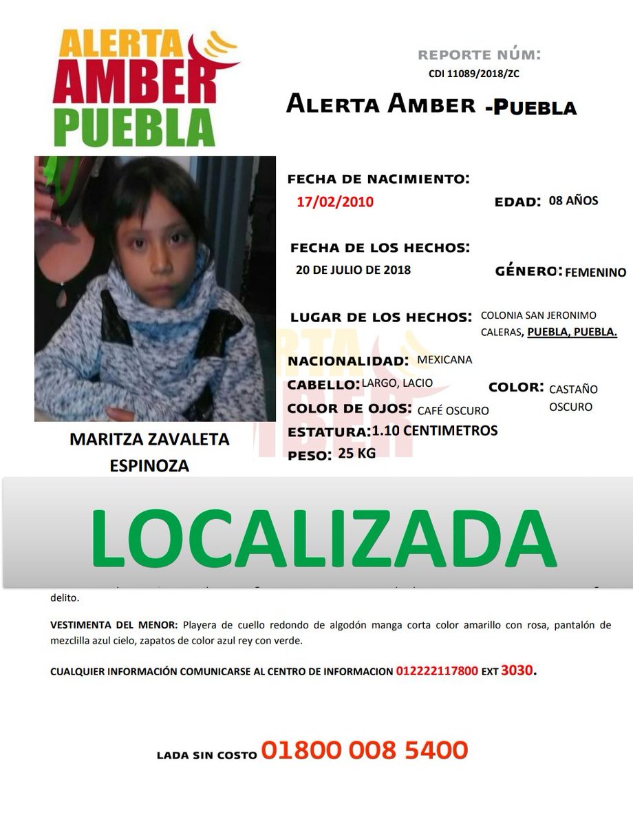 Maritza Zavaleta Espinoza, de 8 años, fue hallada gracias a la Alerta Amber.