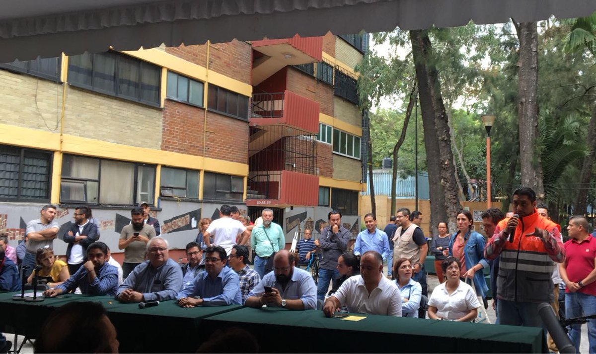 Este domingo arrancaron formalmente los trabajos de reconstrucción del Multifamiliar Tlalpan. (Twitter: @SPCCDMX)