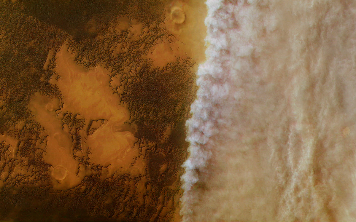 La tormenta se presentó en abril de este año, cerca del polo norte marciano. (ESA/DLR/FU Berlin)