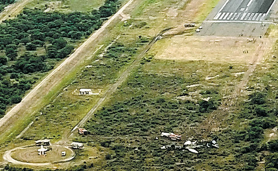 El lugar donde cayó la aeronave. (Kevion Alcantar/AFP)