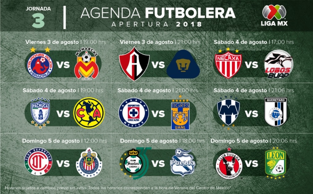 Agenda futbolera de la jornada 3