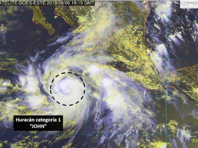 'John' se convirtió en huracán categoría 1. (Twitter: @conagua_clima)