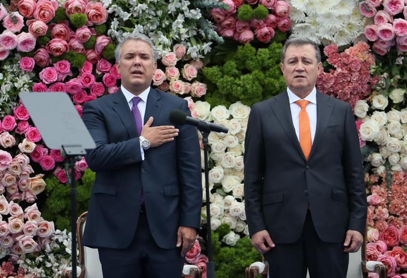El derechista, de 42 años, durante la ceremonia de toma de poder.