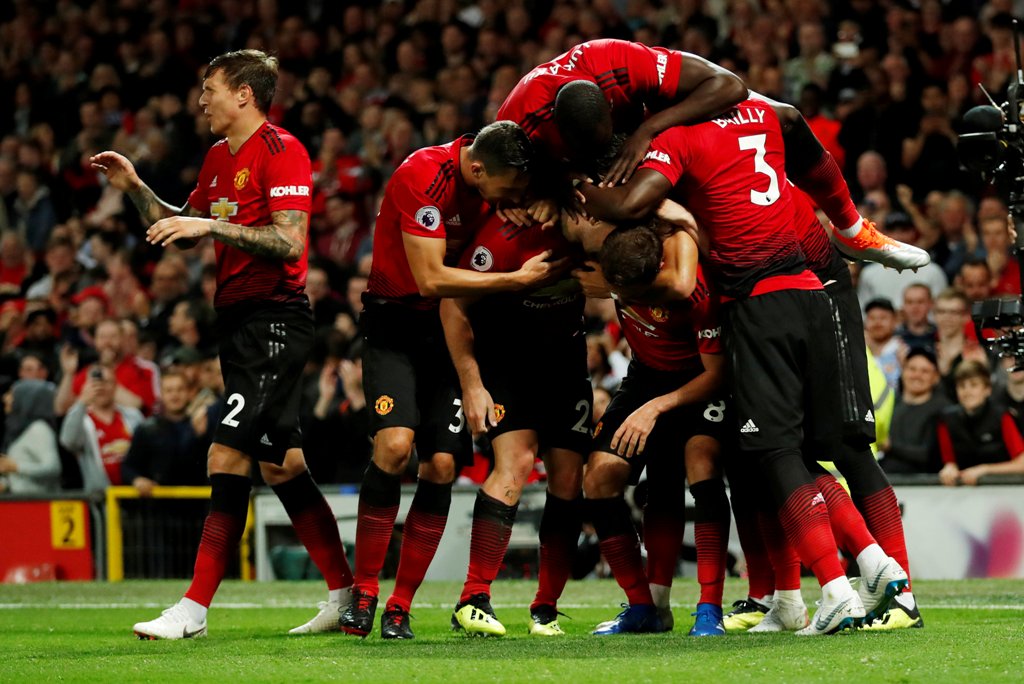 Jugadores del United en festejo de gol (Reuters)