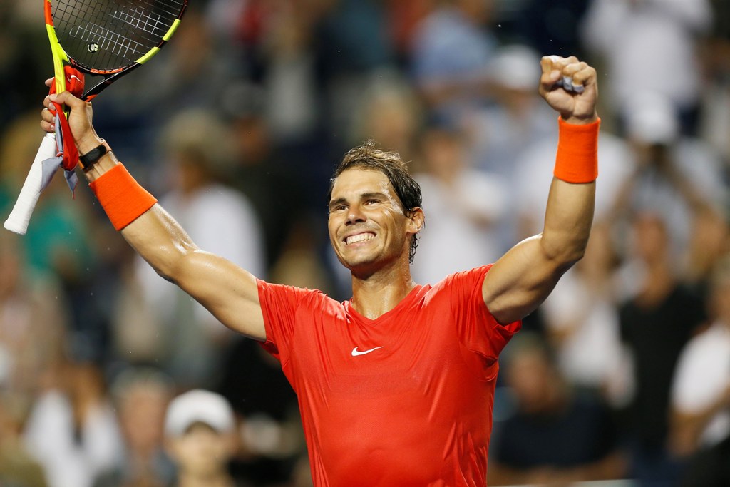 Rafael Nadal festejando el pase a Cuartos de Final en el Masters 1000 de Canadá. (Reuters)