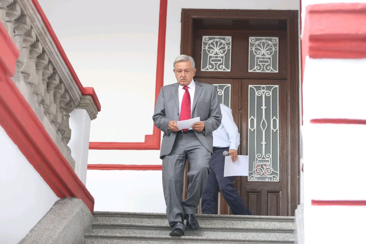 Andrés Manuel López Obrador durante su mensaje a medios de esta tarde (Javier Ríos)