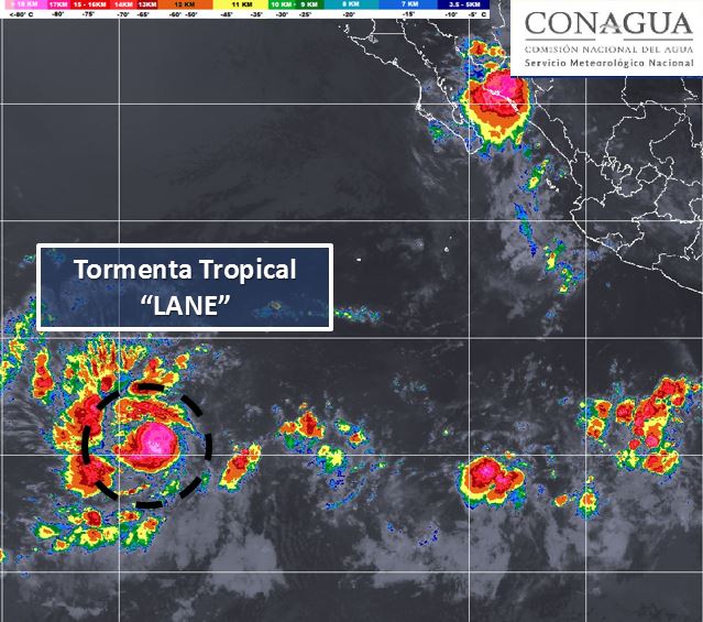 Tormenta tropical 'Lane'. (Tomada de @Conagua_clima)
